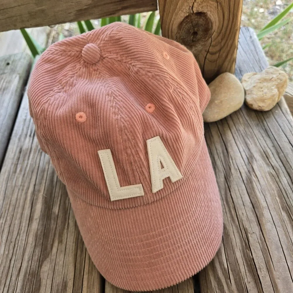 Los Angeles LA Hat Cap Strapback OS Pink American Needle Adjustable Corduroy